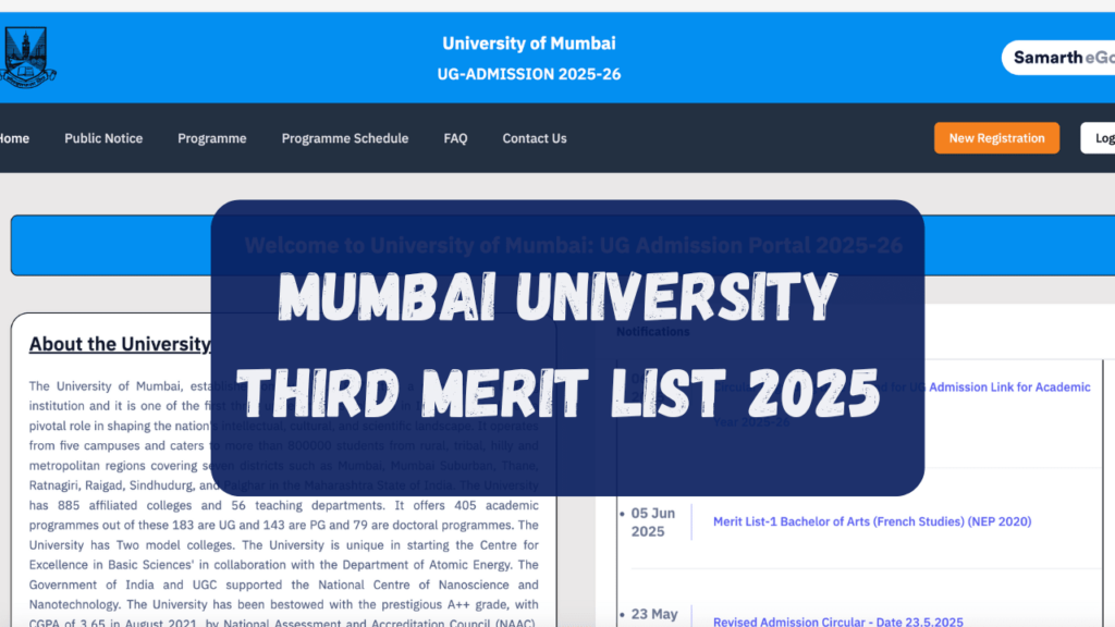Mumbai University Third Merit List 2025